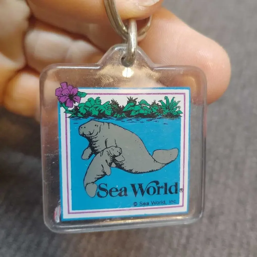 Sea World Manatee Keychain Mom & Baby Manatee Souvenir Animal Charm